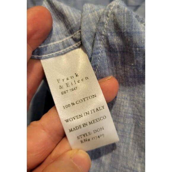 New Frank And Eileen The Don Blue Lightweight Long Sleeve Button Up Shirt XL - Picture 9 of 10